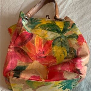 Maurizio Taiuti Italian Floral Leather Pouch Bag